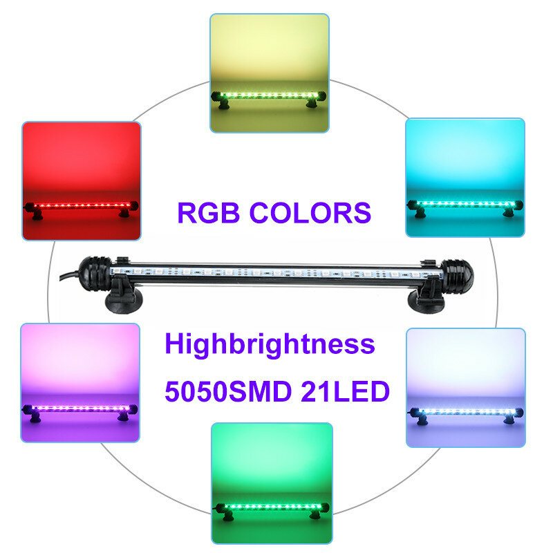 38cm Bluetooth App Rgb Led Aquarium Fish Tank Lights Dränkbar Strip Bar Lampa