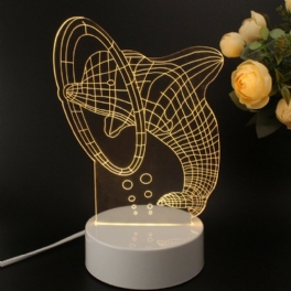 3d Flerfärgad Led Dolphin Mönster Nattlampa Med Switch Hem Party Decor 220v