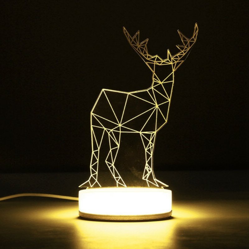 3d Illusion Usb Led Nattljus Varmvit Skrivbordsbordslampa Julpresent