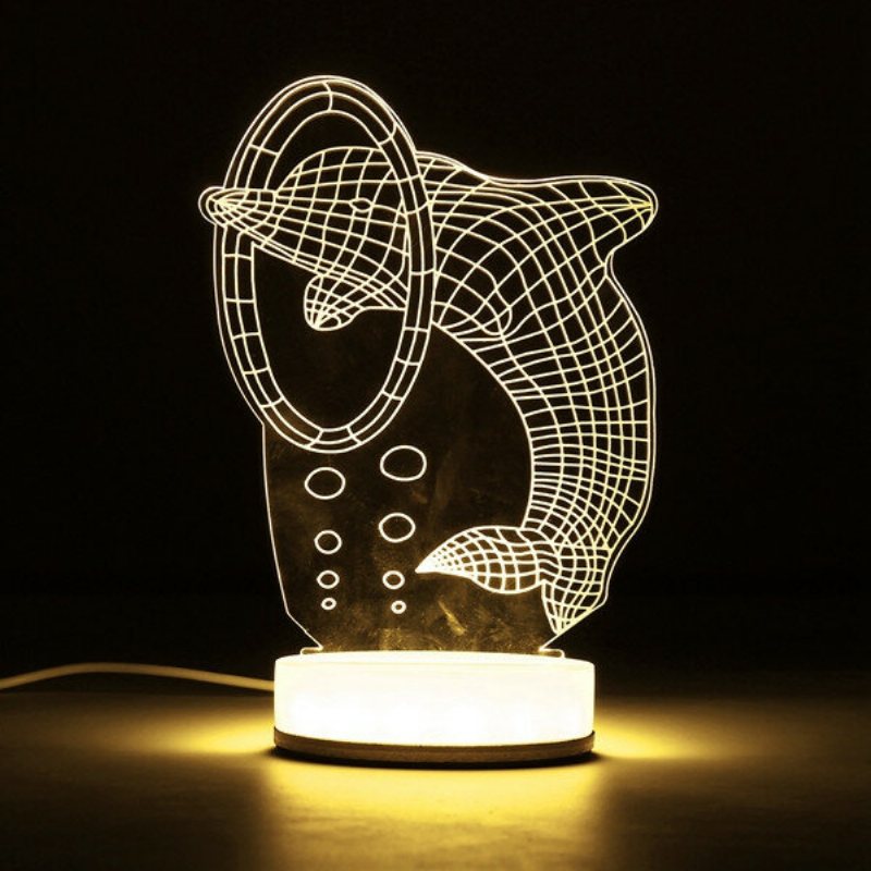 3d Illusion Usb Led Nattljus Varmvit Skrivbordsbordslampa Julpresent