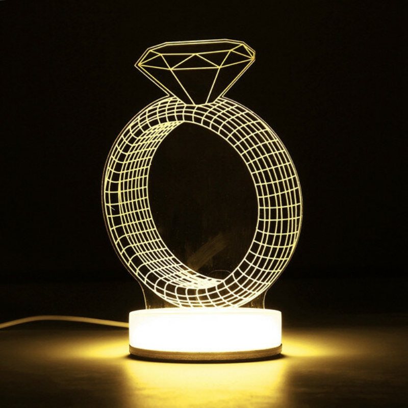 3d Illusion Usb Led Nattljus Varmvit Skrivbordsbordslampa Julpresent