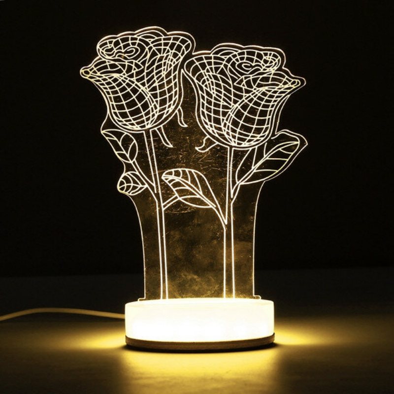 3d Illusion Usb Led Nattljus Varmvit Skrivbordsbordslampa Julpresent