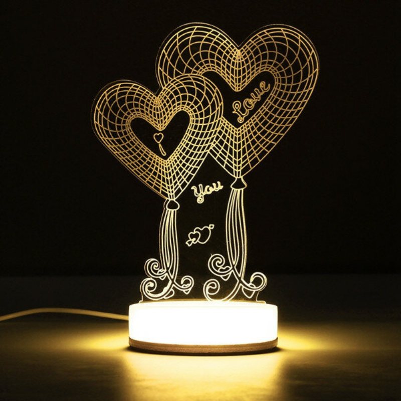 3d Illusion Usb Led Nattljus Varmvit Skrivbordsbordslampa Julpresent
