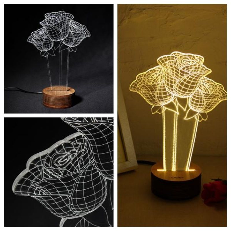 3d Visuell Led Liten Bordsnattlampa För Julens Alla Hjärtans Dag