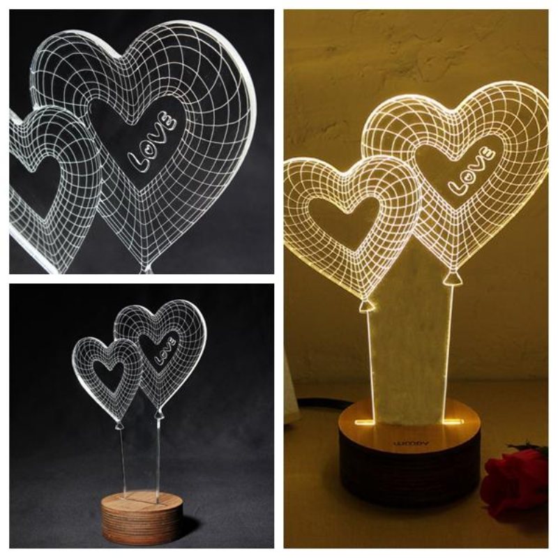 3d Visuell Led Liten Bordsnattlampa För Julens Alla Hjärtans Dag