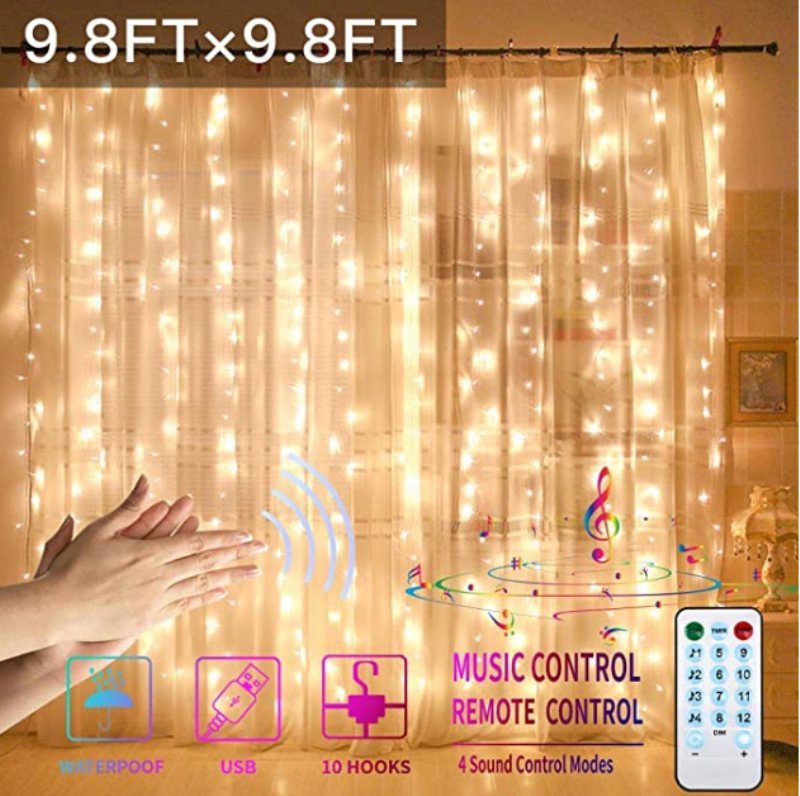 3x3m300 Gytf Gardinljus Med Ljudaktiverad Usb-driven Led Fairy Christmas Lights Med Fjärrsynkronisering Till Musikinställning 8-läges Hänglampa För Bröllopsdekorationer I Sovrummet