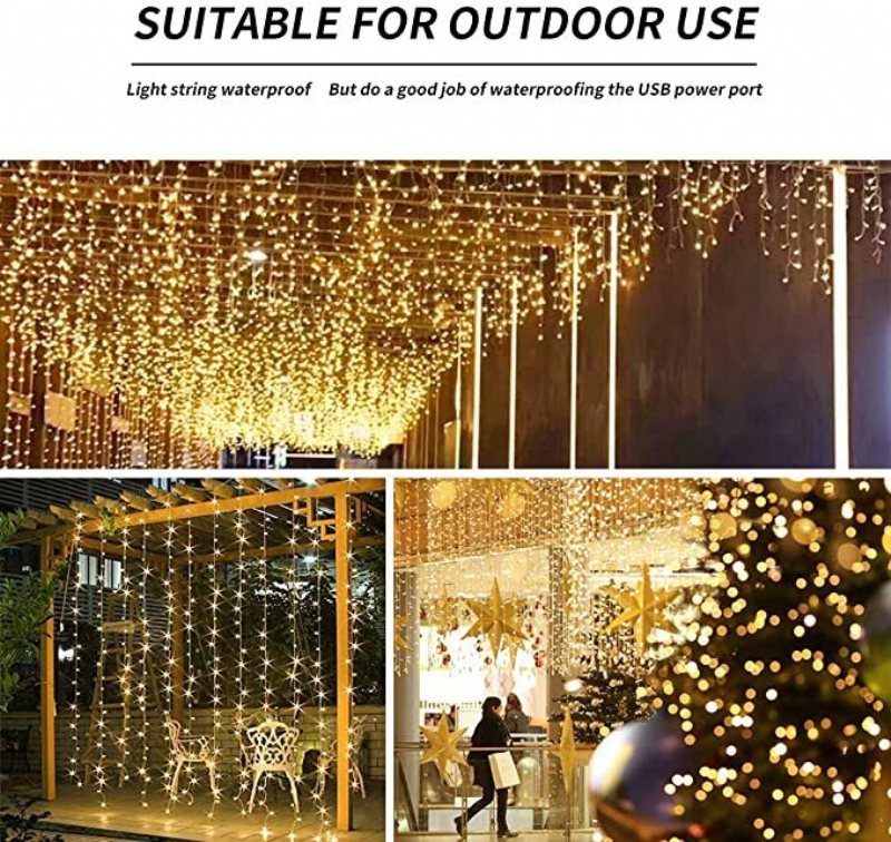 3x3m300 Gytf Gardinljus Med Ljudaktiverad Usb-driven Led Fairy Christmas Lights Med Fjärrsynkronisering Till Musikinställning 8-läges Hänglampa För Bröllopsdekorationer I Sovrummet