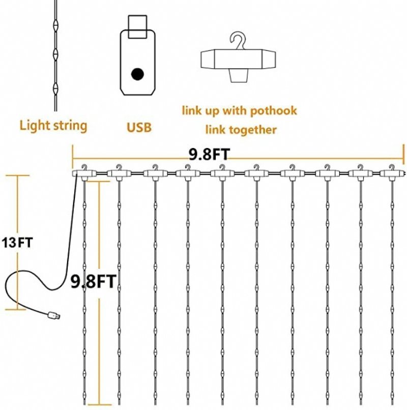 3x3m300 Gytf Gardinljus Med Ljudaktiverad Usb-driven Led Fairy Christmas Lights Med Fjärrsynkronisering Till Musikinställning 8-läges Hänglampa För Bröllopsdekorationer I Sovrummet