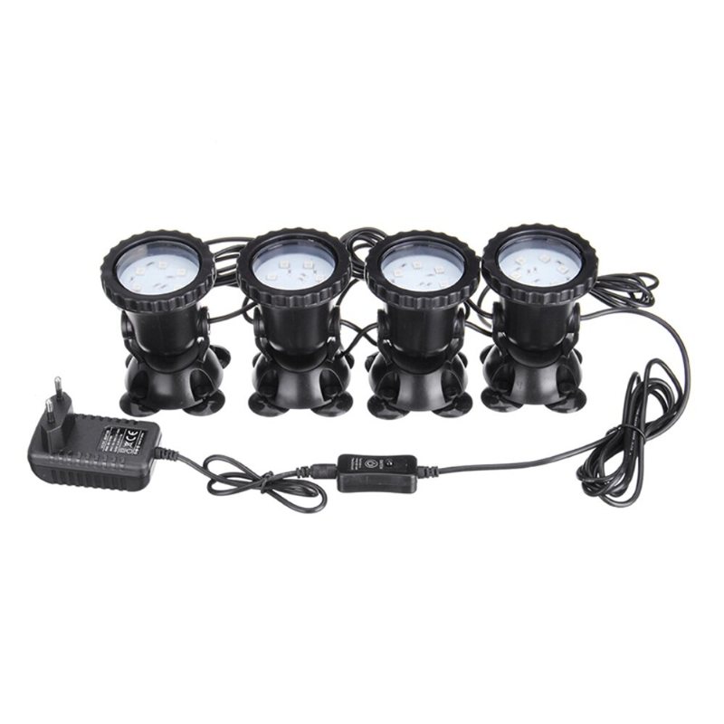 4 I 1 Rgb Led Undervattens Nedsänkbar Damm Spot Light Garden Tank Aquarium Med Fjärrkontroll