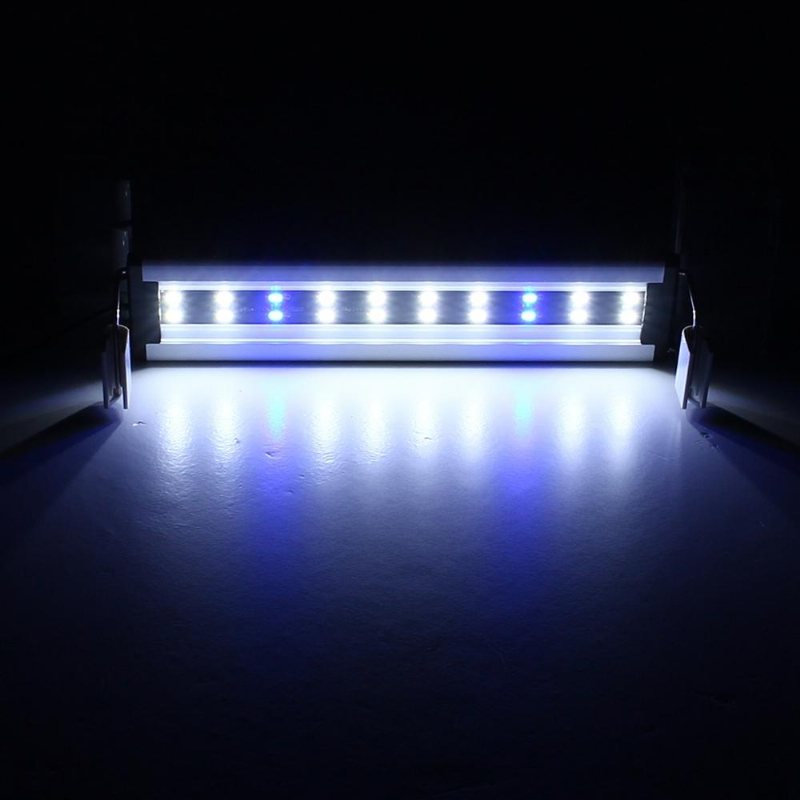 6w 20 Led Aquarium Fish Tank Light Panel Blå+vit Lampa Justerbar Aluminium