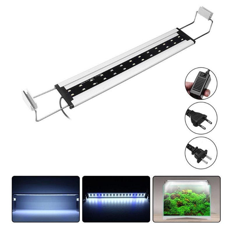8w 26 Led Aquarium Fish Tank Light Panel Blå+vit Lampa Justerbar Aluminium
