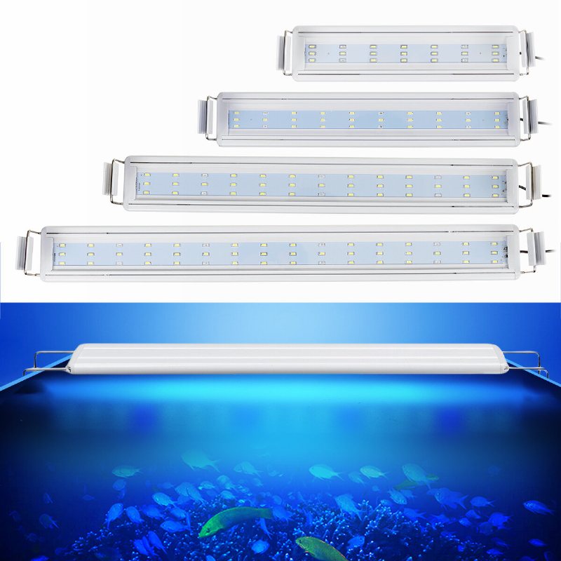 Aquarium Fish Tank Eu Plug Led Light Over-head Blå+vit Lampa Växter Månbelysning