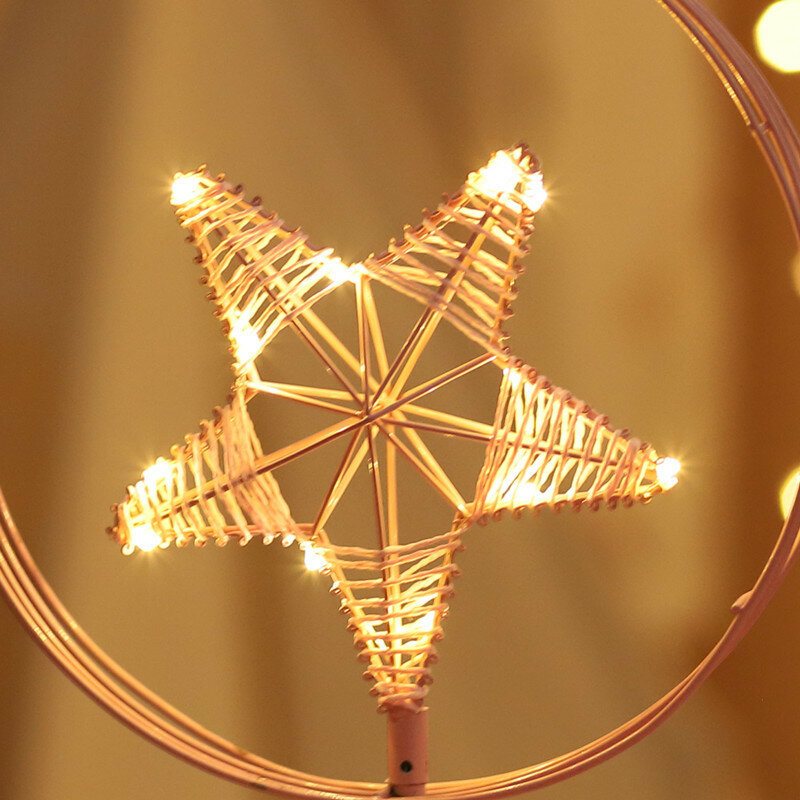 Batteri/usb-driven Varmljus Svart/rosa Star Moon Nattlampa Skrivbordslampa Födelsedagspresent