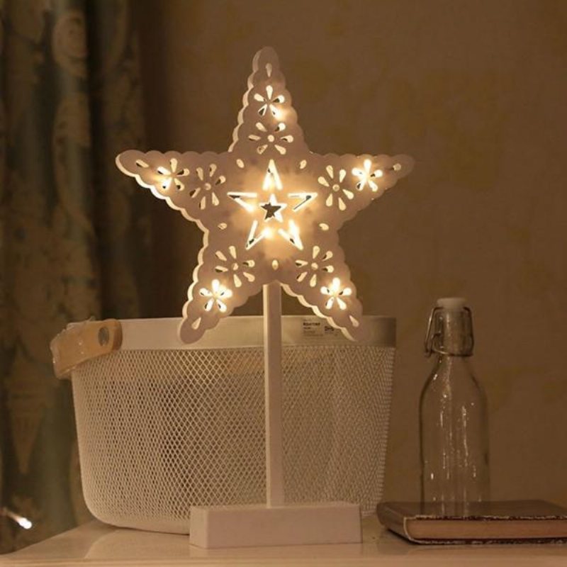 Batteridriven Star Christmas Tree Heart Led Nattljus Bordslampa Heminredning