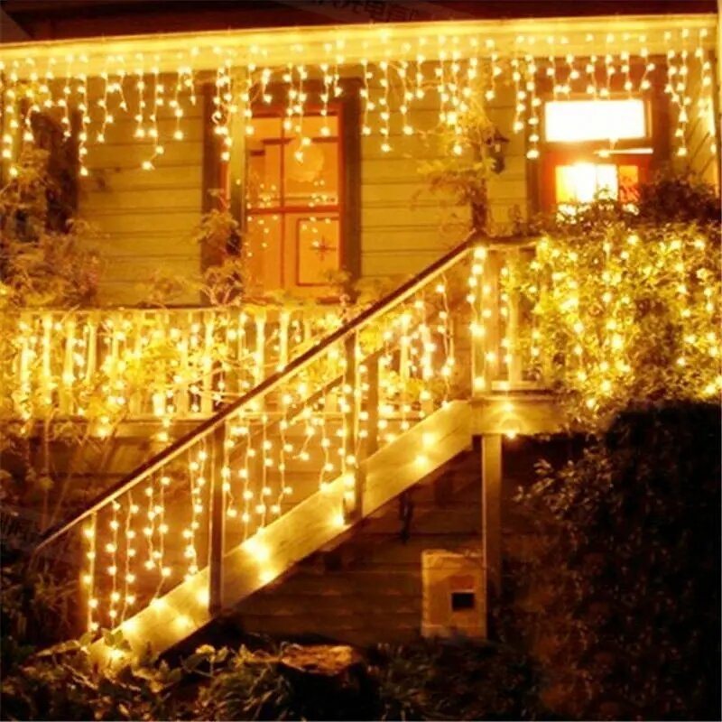 Christmas 4m 96 Led Inomhus Utomhus Strängljus 220v Gardin Istappar Led Fest Trädgårdsscen Dekorativt Ljus - Eu-kontakt