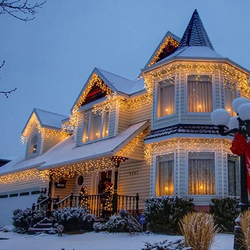 Christmas 4m 96 Led Inomhus Utomhus Strängljus 220v Gardin Istappar Led Fest Trädgårdsscen Dekorativt Ljus - Eu-kontakt