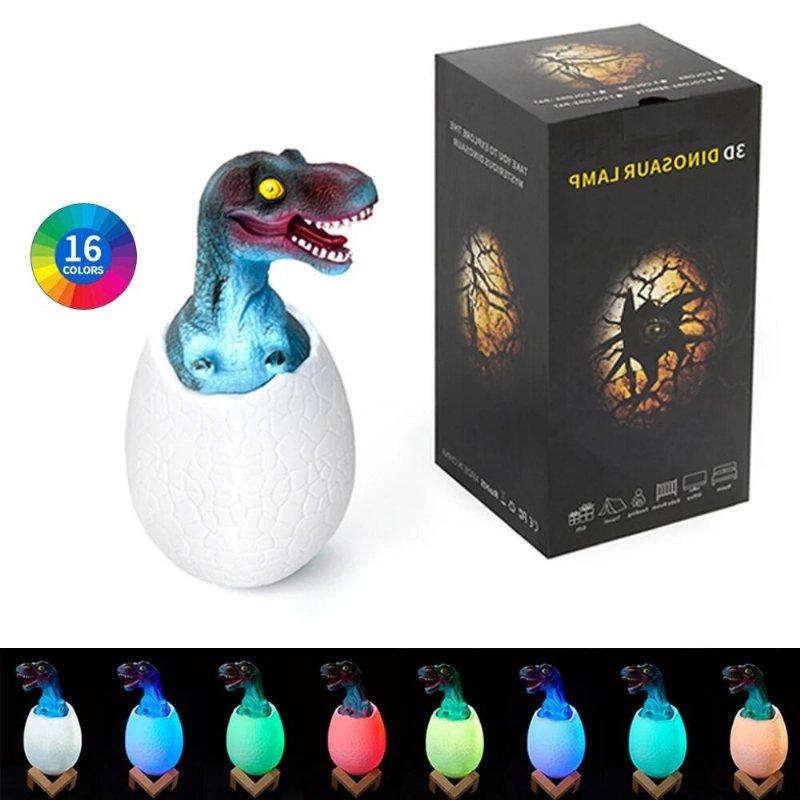 Dinosaurielampa 3d-utskrift Nattljus Uppladdningsbar 3 Färg/16 Färger Induktionsbordslampor Dekoration Barngåva Fjärrkontroll Led-ljus