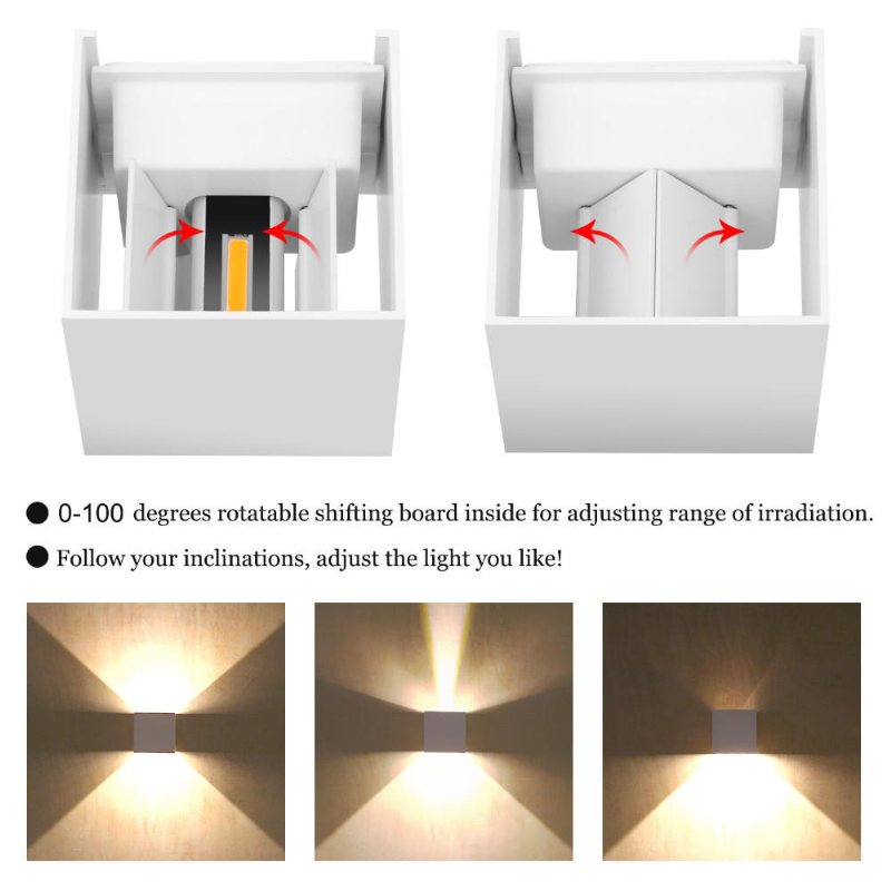 Dx-ct1 Ac 220v Vattentät 7w Aluminium Cube Cob Led Vägglampa Ljus Modern Hembelysning