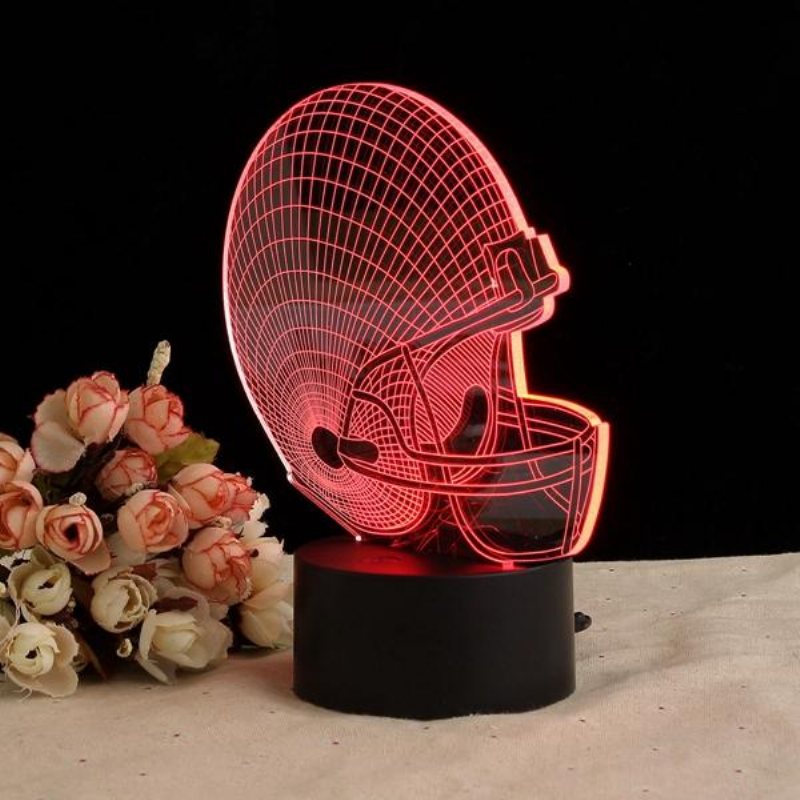Färgglad Rugbyhatt 3d Touch Control Usb Led Bordslampa Nattlampa