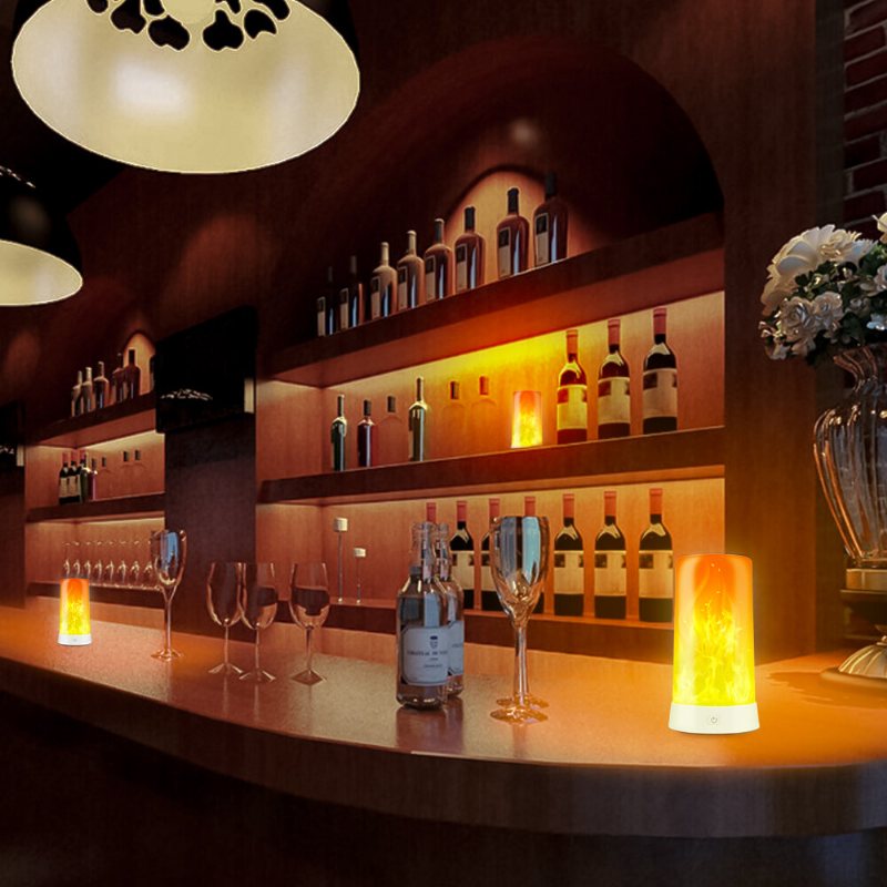 Flameffektljus Dekorativ Bordslampa Nattljus Usb-laddning Atmosfärljus För Restaurang Bar Sovrum Vardagsrum