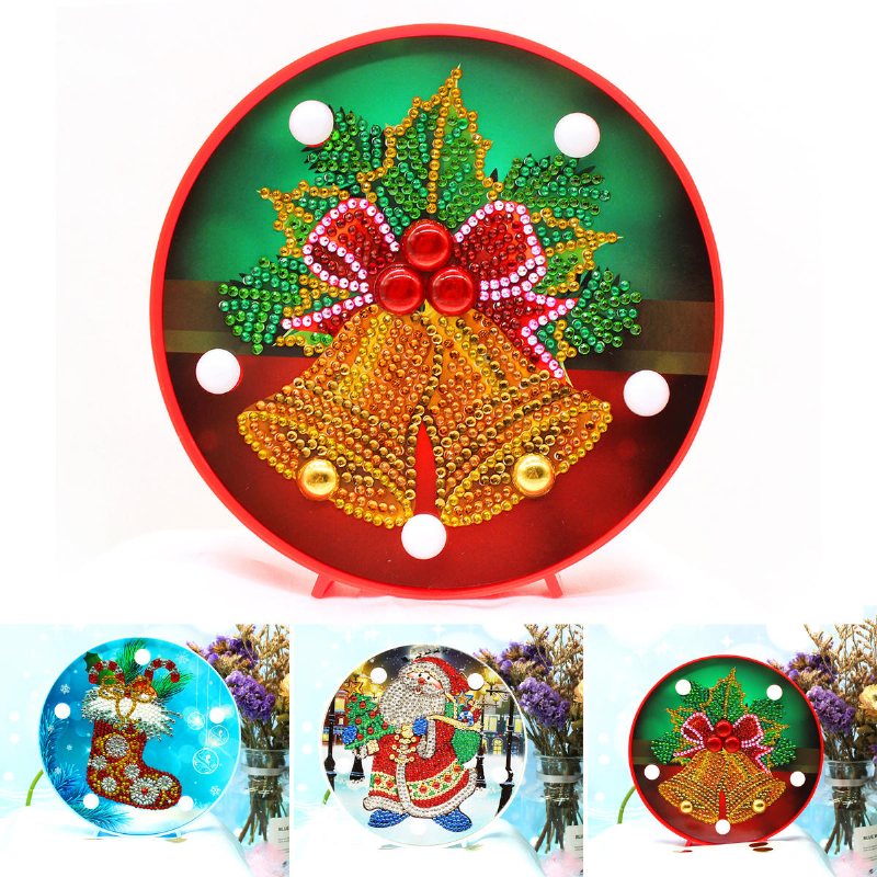 Julgran Led Nattljus Diy Diamond Hem Sovrum Färgglad Dekorativ Lampa