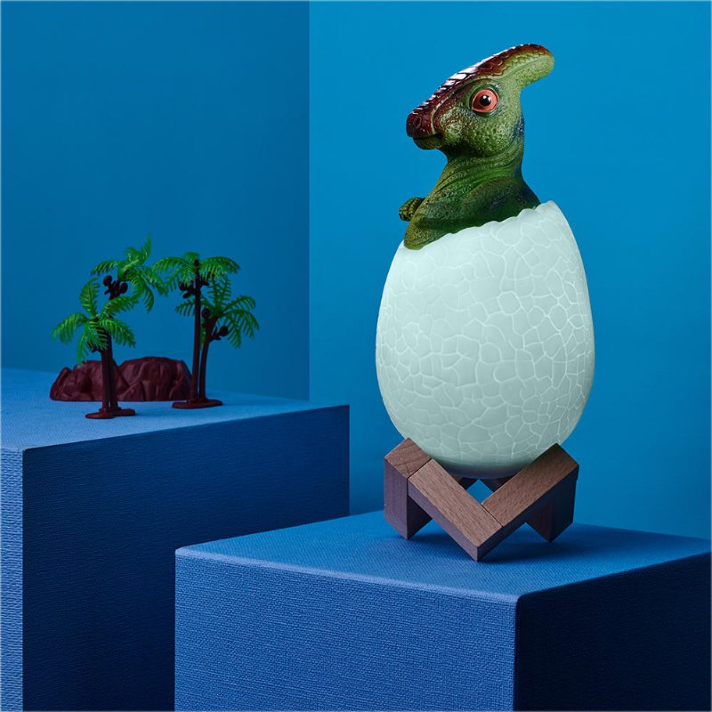 Kl-02 Dekorativ 3d Ställföreträdande Dinosaurieägg Smart Nattljus Touch Switch 3 Färger Ändra Led Nattlampa För Julklappar
