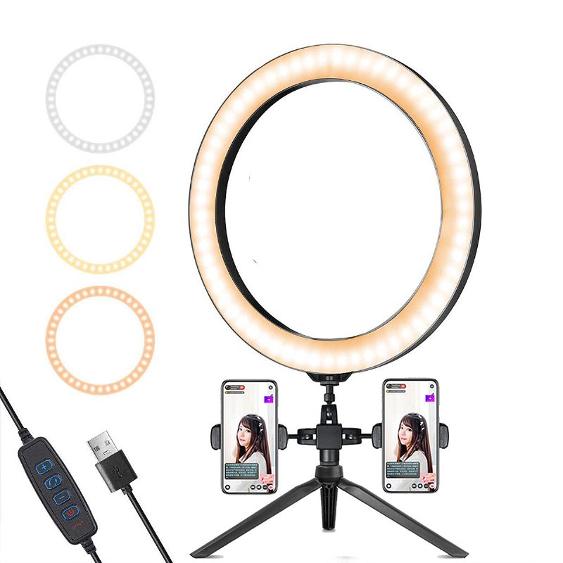 Led-ringljusstativ 3200k-5800k Dimbar Lampa För Selfie Video Photo Live Show