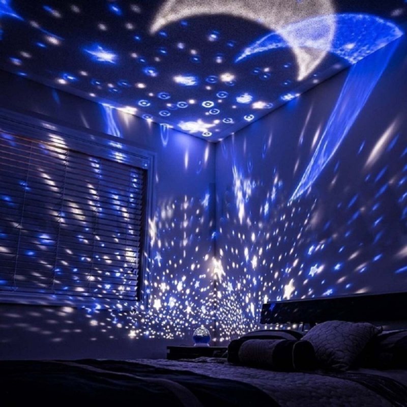 Led Starry Projektorlampa Baby Night Light Usb Romantisk Roterande Moon Cosmos Sky Star Projektionslampa För Barn Sovrum Vardagsrum