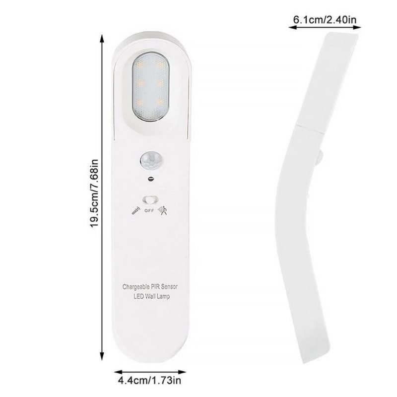 Roterbar Led-vägglampa Människokroppssensor Nattljus Usb Laddbar Pir-sensor Nödbelysning Ficklampa