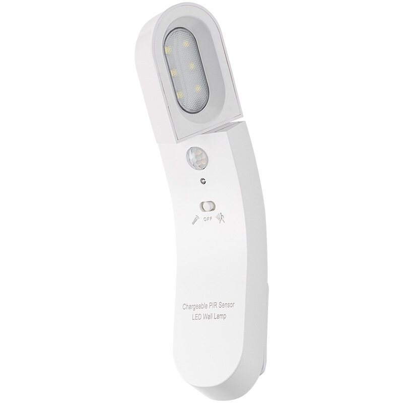 Roterbar Led-vägglampa Människokroppssensor Nattljus Usb Laddbar Pir-sensor Nödbelysning Ficklampa