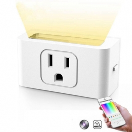 Smart Wifi-uttag Usa-kontakt Med Dimbar Led Nattlampa Trådlös App Fjärrkontroll Vitt Ljus