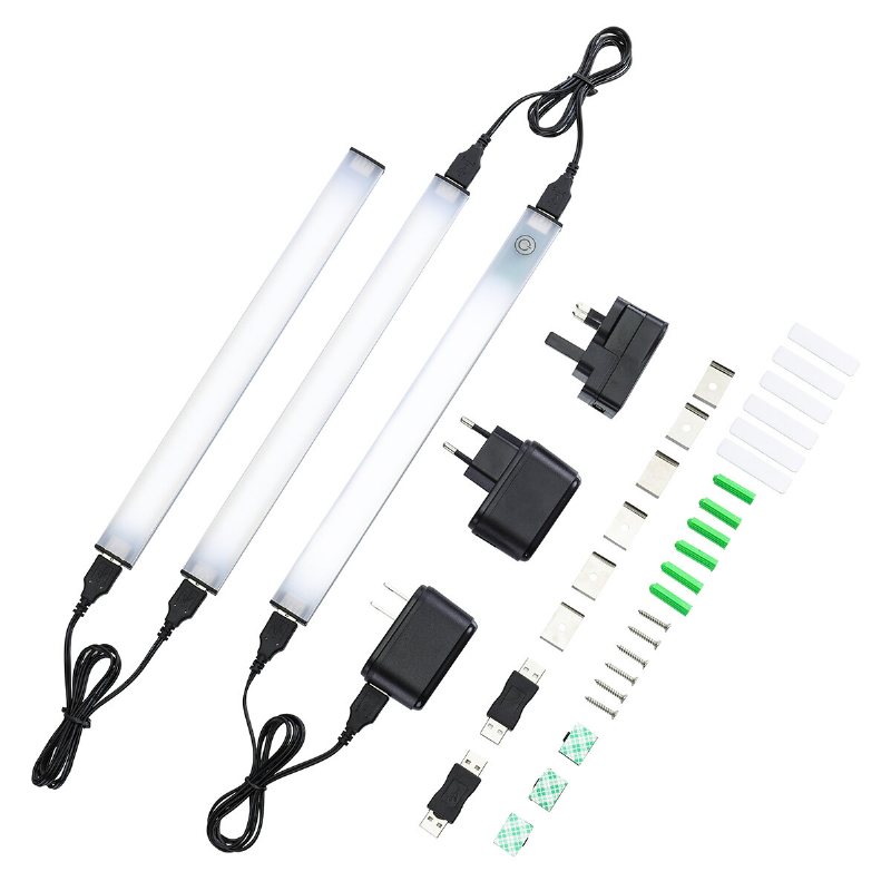 Solmore 3pcs 80 Led-skåpsljus Smd2835 Usb Touch Dimbar Hemrumsgarderob Barlampa Eu-kontakt