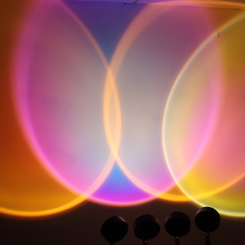 Solnedgång Projektorlampa Rainbow Atmosphere Led Nattljus För Hem Sovrum Kafé Bakgrund Väggdekoration Usb Bordslampa