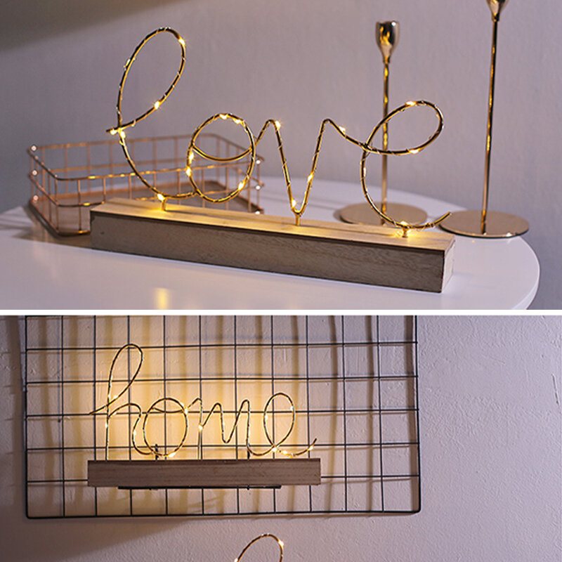Trä Mini Led Nattlampa Hem Love Desktop Bokstavslampa Hem Party Inredning