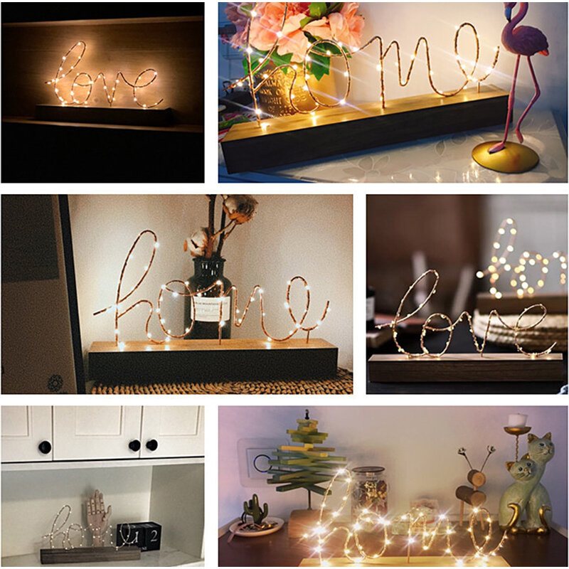 Trä Mini Led Nattlampa Hem Love Desktop Bokstavslampa Hem Party Inredning