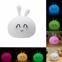 Usb Rgb Uppladdningsbar Söt Silikon Led Nattlampa Tap Touch Atmosphere Light För Barn Som Sover
