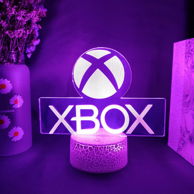 Xbox-spelikon 3d Illusionslampa Spelrum Skrivbordsinställning Led-sensorlampor Färgbyte Datorbakgrundsbelysning Rumsdekoration