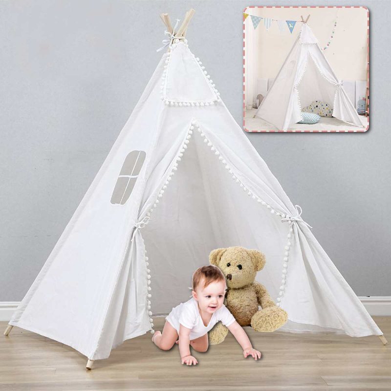 1.6 M Lektält För Barn I Bomull Tipi Wigwam Sovhus Inomhus Utomhus