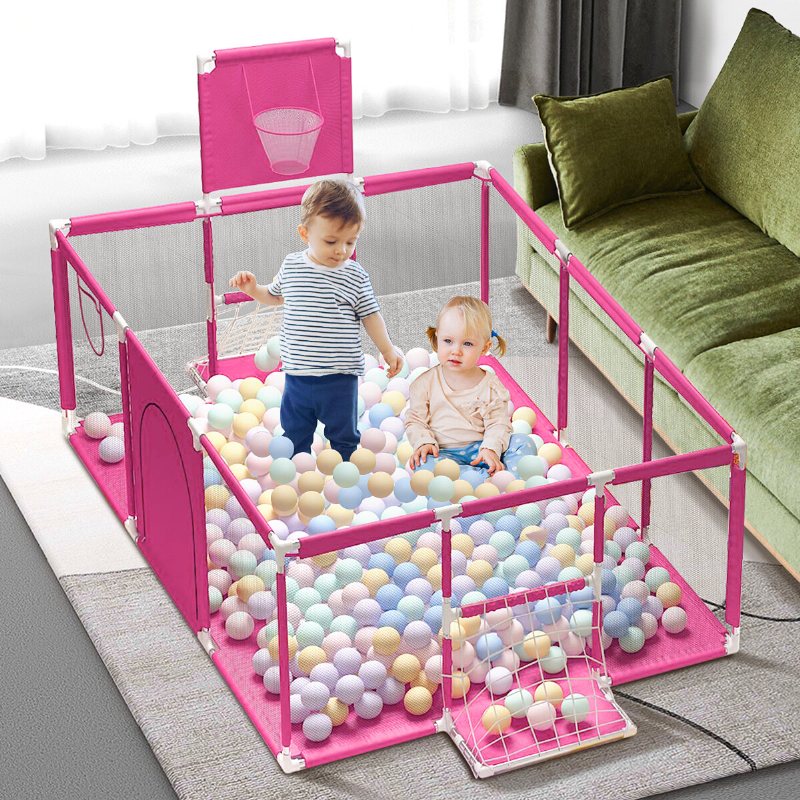 3 I 1 Baby Lekhage Interaktiv Säkerhet Inomhus Gate Lekgårdar Tält Basketplan Barnmöbler För Barn Stor Torr Pool Lekplats Park 0-6 År Staket