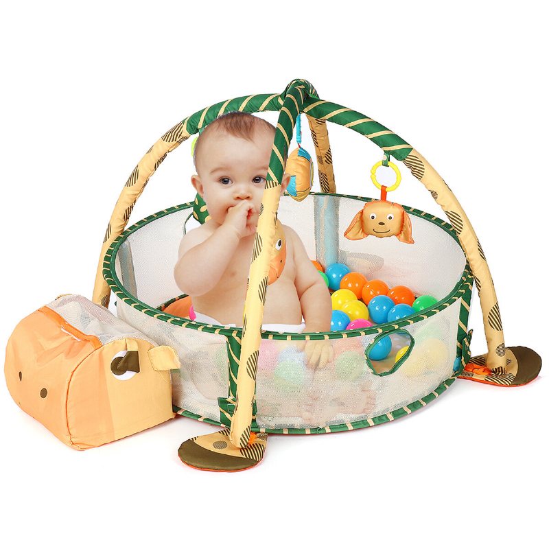 3-i-1 Marine Ball Pool Staket Baby Spädbarn Lekmatta Krypmatta Kick Aktivitet Gym Spel Krypmattor Matta