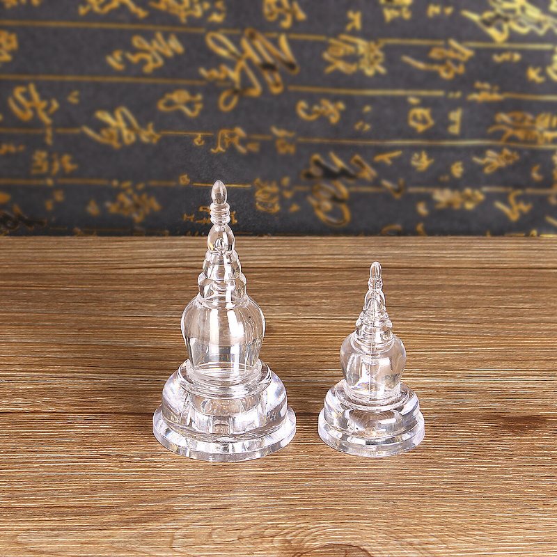 Akryl Klar Tibet Tibetansk Buddhist Mikky Crystal Stupa Tower