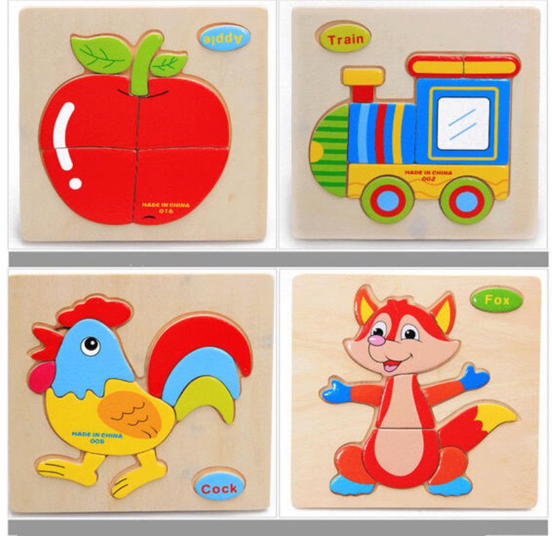 Baby Kid Barn Lovely Animal Frukt Fordon Trä Tidigt Lärande Pedagogisk Pussel Leksak