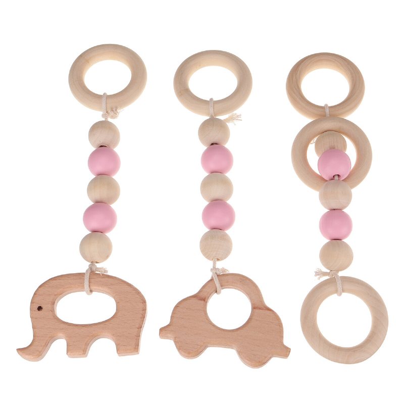 Trä Baby Gym Leksak Giftfri Ekologisk Lekställ Barnkammare Kul 3 Hängande Mobil Träställ Rumsdekoration