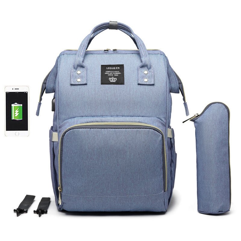 Vattentät Babyblöja Blöjväskor Tote Mummy Travel Usb Port Ryggsäck