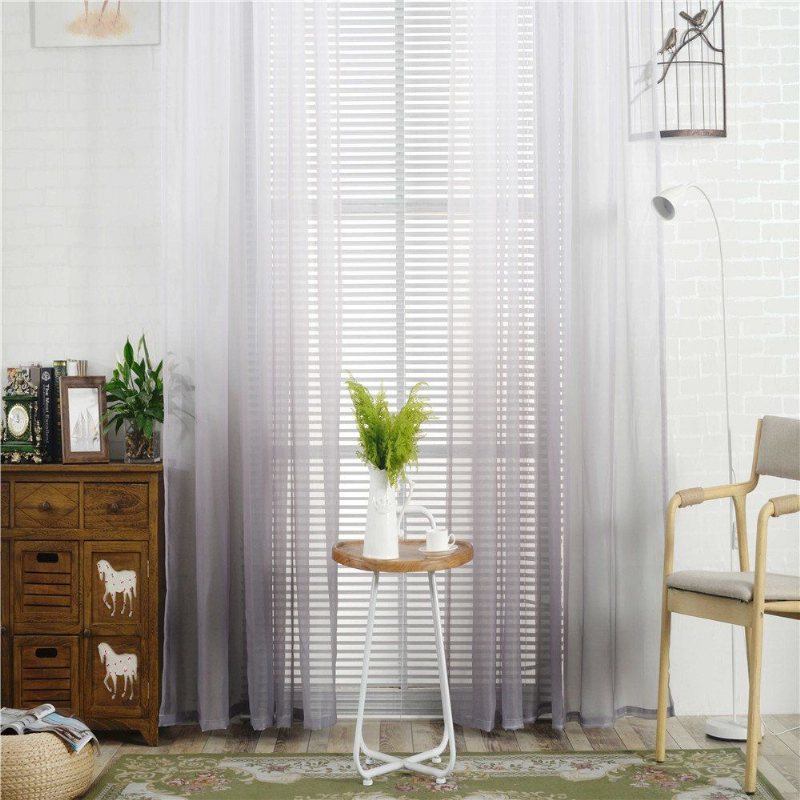 Genomskinliga Fönster Gardiner Gradient Färg Grommet Voile Skira Draperier Paneler För Bröllopsfest 2