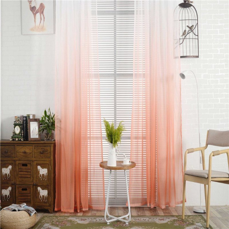 Genomskinliga Fönster Gardiner Gradient Färg Grommet Voile Skira Draperier Paneler För Bröllopsfest 2