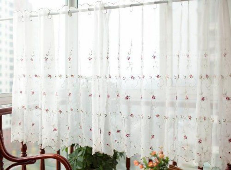Rose Blommig Nyans Cafe Gardin Vit Skir Köksgardin Kappor Europeiskt Lantligt Mode Fönstergardin För Hem Ett Stycke