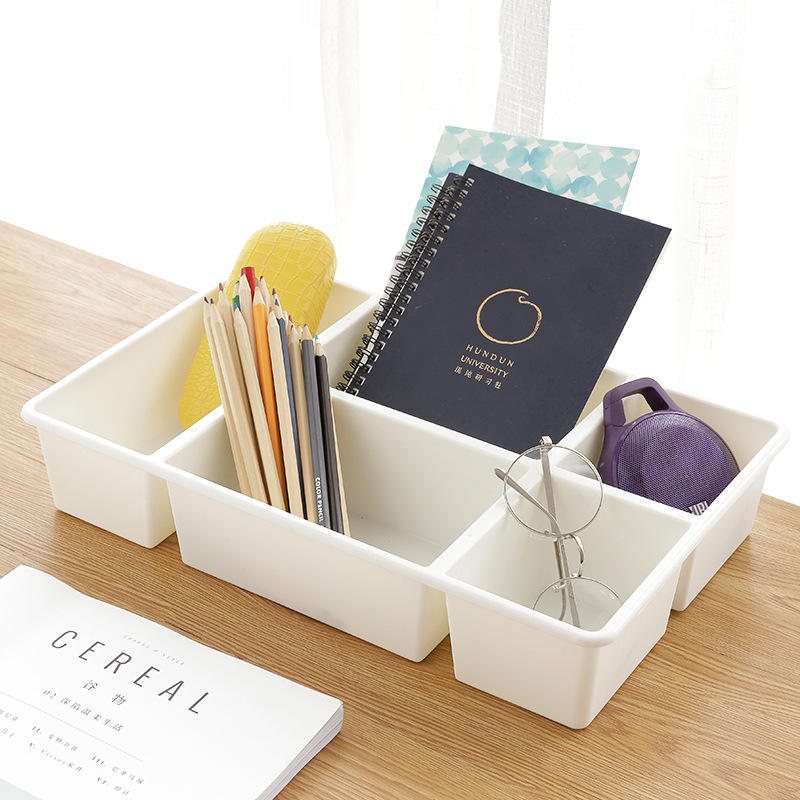 2192 Desktop Separerad Kosmetisk Förvaringslåda Plast 5 Grids Låda Skräp Organizer Box Hudvård Box