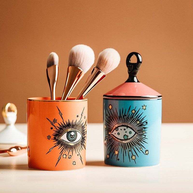 Big Eyes Burk Händer Med Keramiska Lock Dekorativa Burkar Ljusstakar Förvaringsburkar Kosmetisk Förvaringstank Penna Pennor Hållare