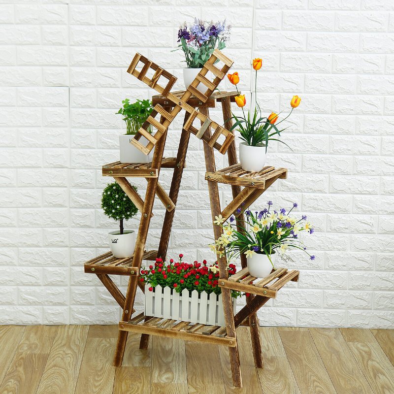 Blomsterhylla I Trä Växtställ A-formad Blomkrukor Display Hylla Trädgårdshållare För Vardagsrum Uteplats Trädgård